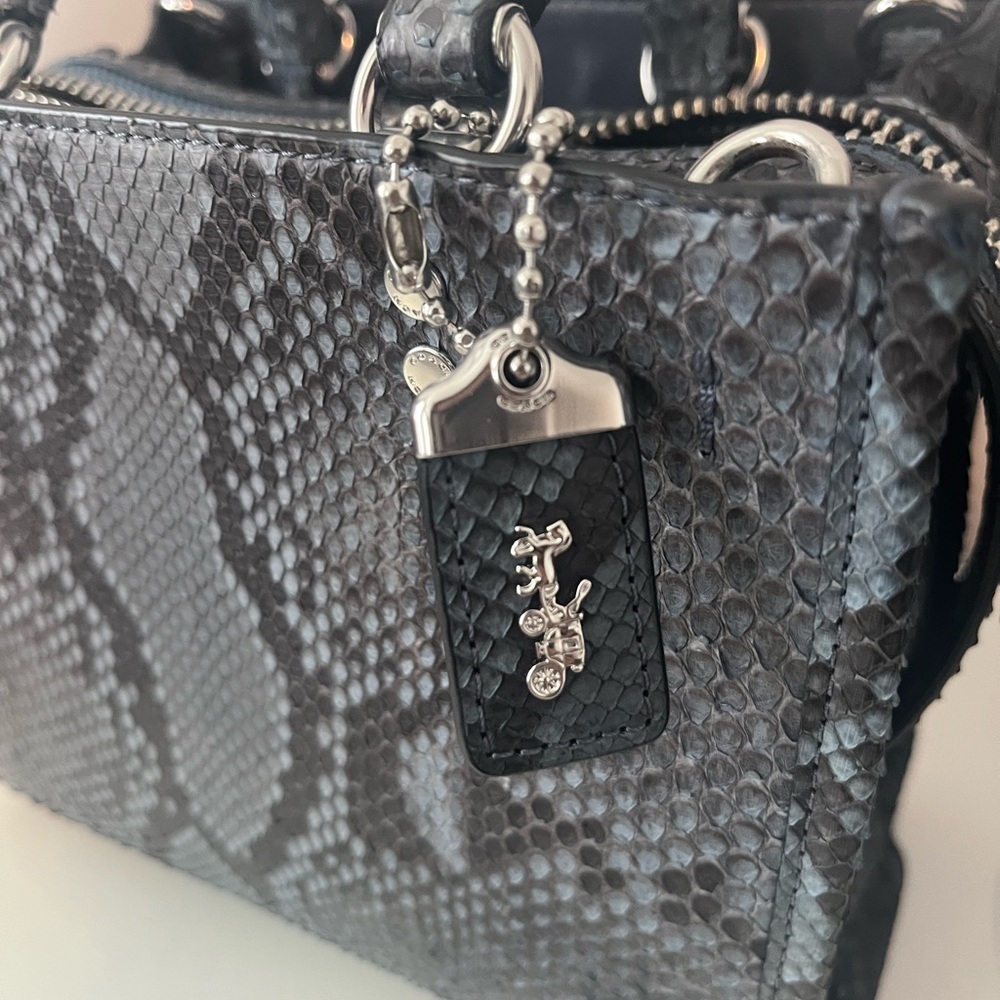 Coach Rogue 20 Navy Python Handbag - image 2